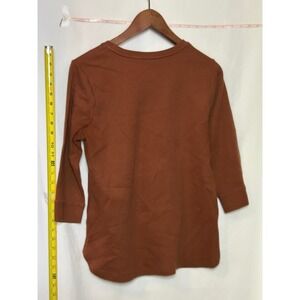 D&Co Essentials Women's Brown Waffle Knit‎ 3/4 Sleeve Top Size M